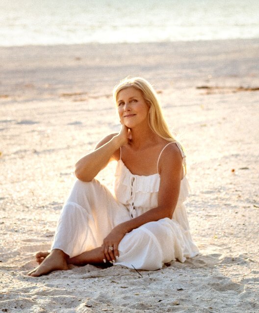 Breast cancer survivor Catherine Haffey on the beach